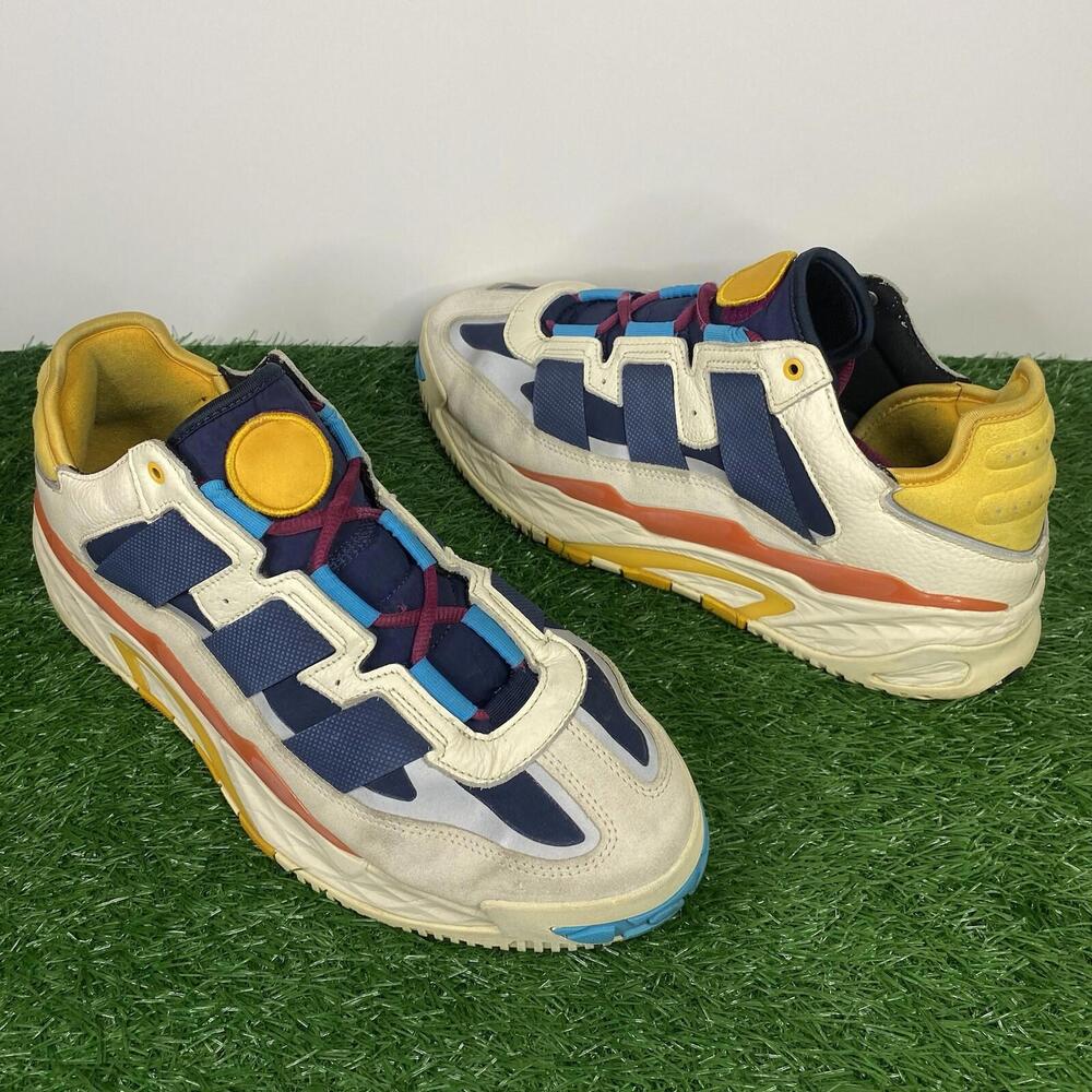 Men's SZ 10.5 , ADIDAS Niteball Sneakers FV4842 WHITE / SIGNAL / CYAN / NAVY